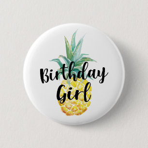 Badge Rond 5 Cm Bouton de fille d'anniversaire d'ananas
