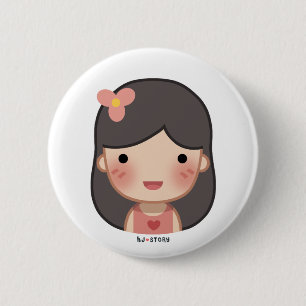 Badge Rond 5 Cm Bouton de fille de HJ-Histoire