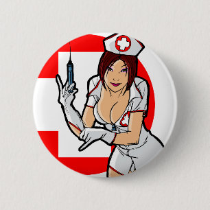 BADGE ROND 5 CM BOUTON DE FILLE D'INFIRMIÈRE