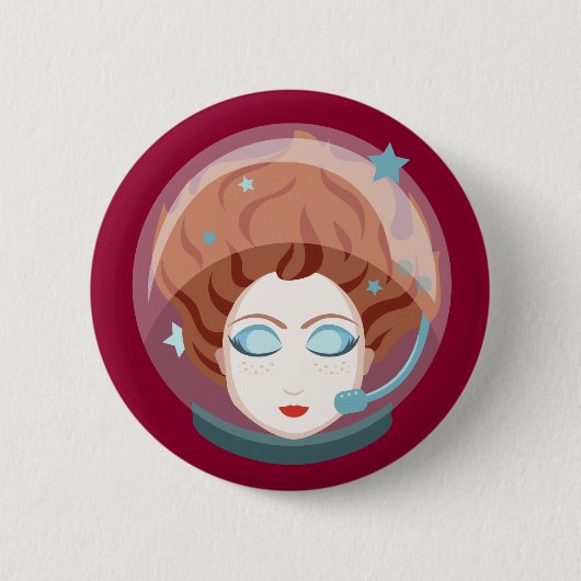 Badge Rond 5 Cm Bouton de fille spatiale astronaute (Devant)