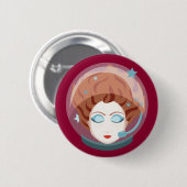 Badge Rond 5 Cm Bouton de fille spatiale astronaute (Devant & derrière)