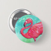 Badge Rond 5 Cm Bouton de Flamant rose (Devant & derrière)