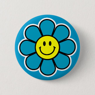 Badge Rond 5 Cm Bouton de fleur (bleu)