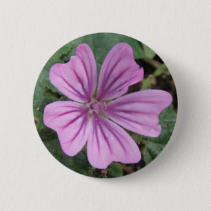 Badge Rond 5 Cm Bouton de Fleur sauvage mauve