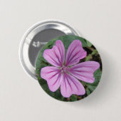 Badge Rond 5 Cm Bouton de Fleur sauvage mauve (Devant & derrière)