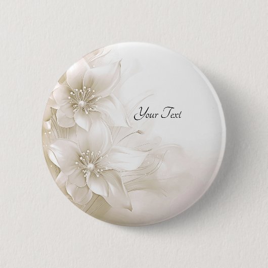 Badge Rond 5 Cm Bouton de fleurs blanc ivoire (Devant)
