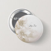 Badge Rond 5 Cm Bouton de fleurs blanc ivoire (Devant & derrière)