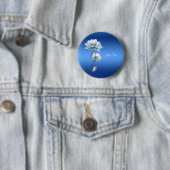 Badge Rond 5 Cm Bouton de fleurs d'aquarelle bleue (En situation)
