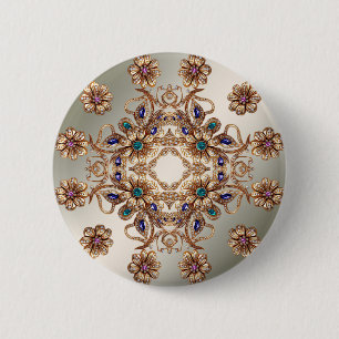 Badge Rond 5 Cm Bouton de fleurs de bijoux en or élégant