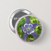 Badge Rond 5 Cm Bouton de fleurs de colonne d'Aquilegia (Devant & derrière)