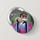 Badge Rond 5 Cm Bouton de Fox de geisha (Devant & derrière)