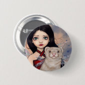 Badge Rond 5 Cm Bouton "de furet à ailes" (Devant & derrière)