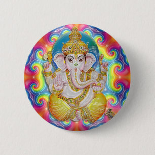 Badge Rond 5 Cm Bouton de Ganesh- GoodLuck