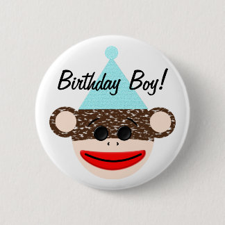 Badge Rond 5 Cm Bouton de garçon d'anniversaire de singe de