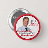 Badge Rond 5 Cm Bouton de Gary JOHNSON 2016 (Devant & derrière)