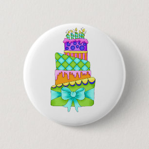 Badge Rond 5 Cm Bouton de gâteau d'anniversaire - (plat)