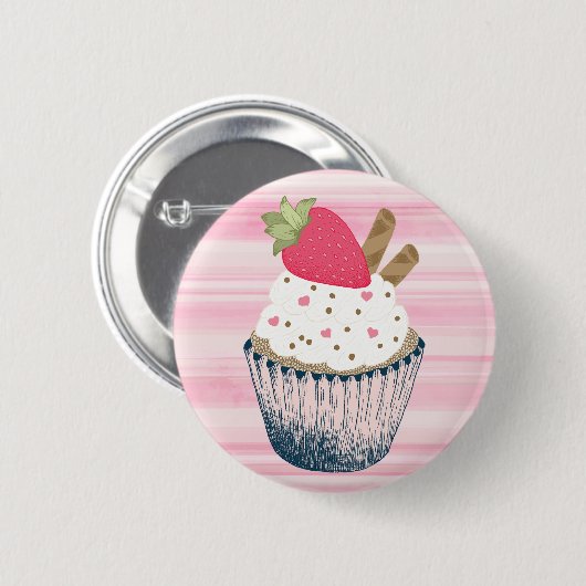 Badge Rond 5 Cm Bouton de gâteau rose mignon pour elle (Devant & derrière)