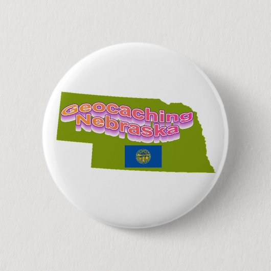 Badge Rond 5 Cm Bouton de Geocaching Nébraska (Devant)