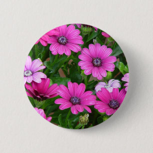 Badge Rond 5 Cm Bouton de géranium de Cranesbill (fleurs roses)