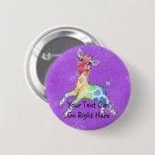 Badge Rond 5 Cm Bouton de girafe d'arc-en-ciel (Devant & derrière)