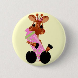 Badge Rond 5 Cm Bouton de girafe de bébé