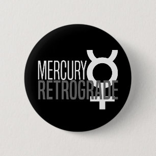 Badge Rond 5 Cm Bouton de glyphe rétrograde de mercure