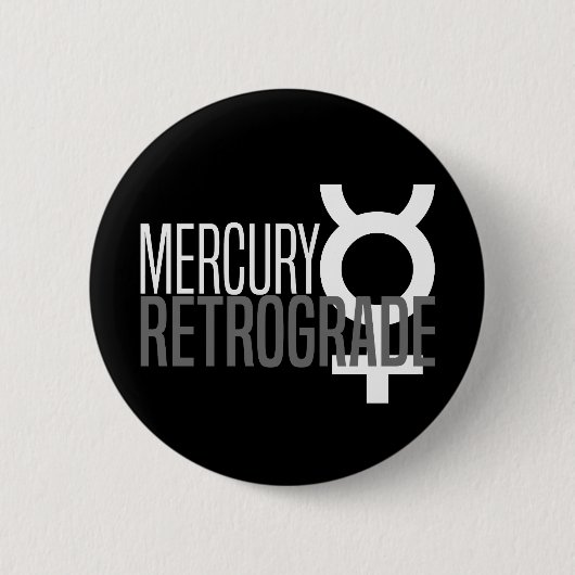 Badge Rond 5 Cm Bouton de glyphe rétrograde de mercure (Devant)