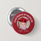 Badge Rond 5 Cm Bouton de graduation Fière - Rouge (Devant & derrière)