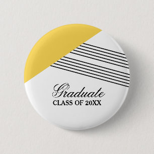 Badge Rond 5 Cm Bouton de graduation jaune de bande géométrique