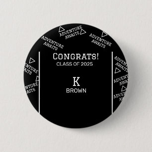 Badge Rond 5 Cm Bouton de graduation personnalisée noir et blanc