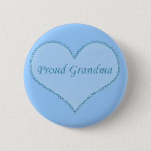 Badge Rond 5 Cm Bouton de grand-mère fier, Bleu
