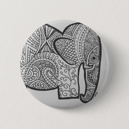 Badge Rond 5 Cm Bouton de griffonnage d'éléphant (Devant)