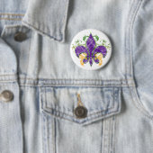 Badge Rond 5 Cm Bouton de grunge de Fleur-De-Lis de mardi gras (En situation)