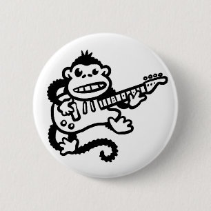 Badge Rond 5 Cm Bouton de guitare de singe