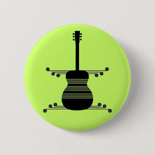 Badge Rond 5 Cm Bouton de guitare rétro
