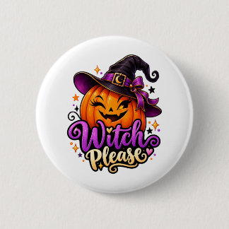 Badge Rond 5 Cm Bouton de Halloween Citrouille Sorcière Sassy S'il