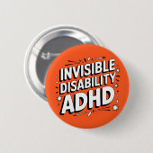 Badge Rond 5 Cm Bouton de handicap invisible ADHD (Devant & derrière)