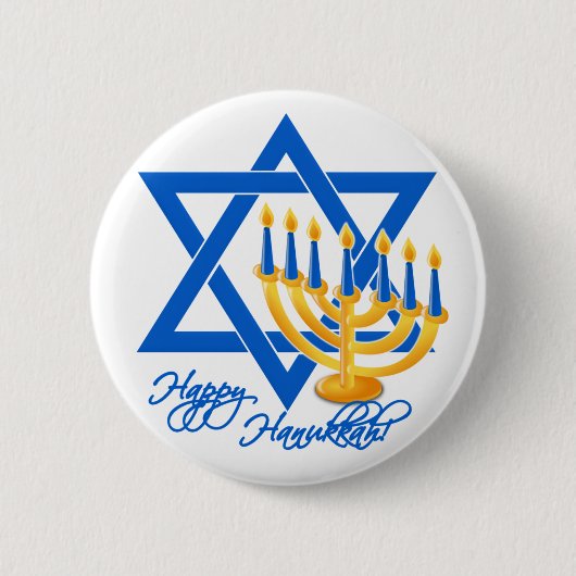 Badge Rond 5 Cm Bouton de Hanoukka (Devant)