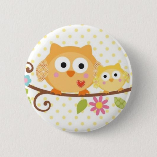 BADGE ROND 5 CM BOUTON DE HIBOU D'ARBRE DE HAPPI (Devant)