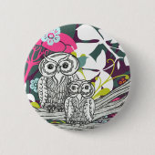 Badge Rond 5 Cm Bouton de hiboux (Devant)