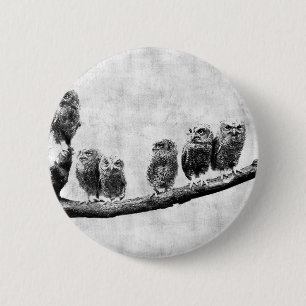 Badge Rond 5 Cm Bouton de hiboux de cri strident de bébé