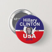 Badge Rond 5 Cm Bouton de Hillary 2016 (Devant & derrière)