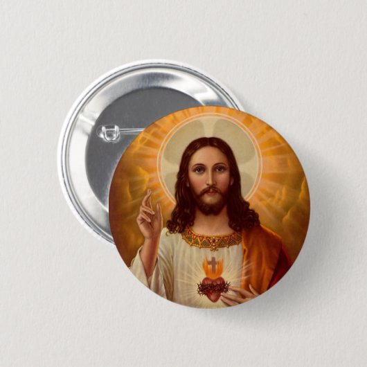 Badge Rond 5 Cm Bouton de Jésus (Devant & derrière)