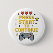 Badge Rond 5 Cm Bouton de jeu en pixel art (Devant)
