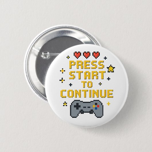 Badge Rond 5 Cm Bouton de jeu en pixel art (Devant & derrière)