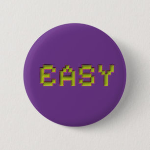 Badge Rond 5 Cm Bouton de jeu violet en pixel art facile - Style n