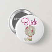 Badge Rond 5 Cm Bouton de jeune mariée (Devant & derrière)