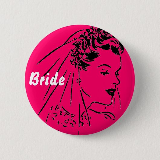 Badge Rond 5 Cm Bouton de jeune mariée (Devant)
