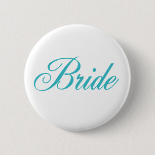 Badge Rond 5 Cm Bouton de jeune mariée dans le bleu d'Aqua