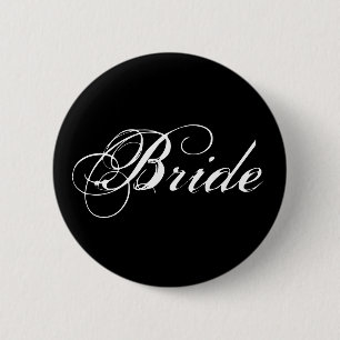 Badge Rond 5 Cm Bouton de jeune mariée dans le noir